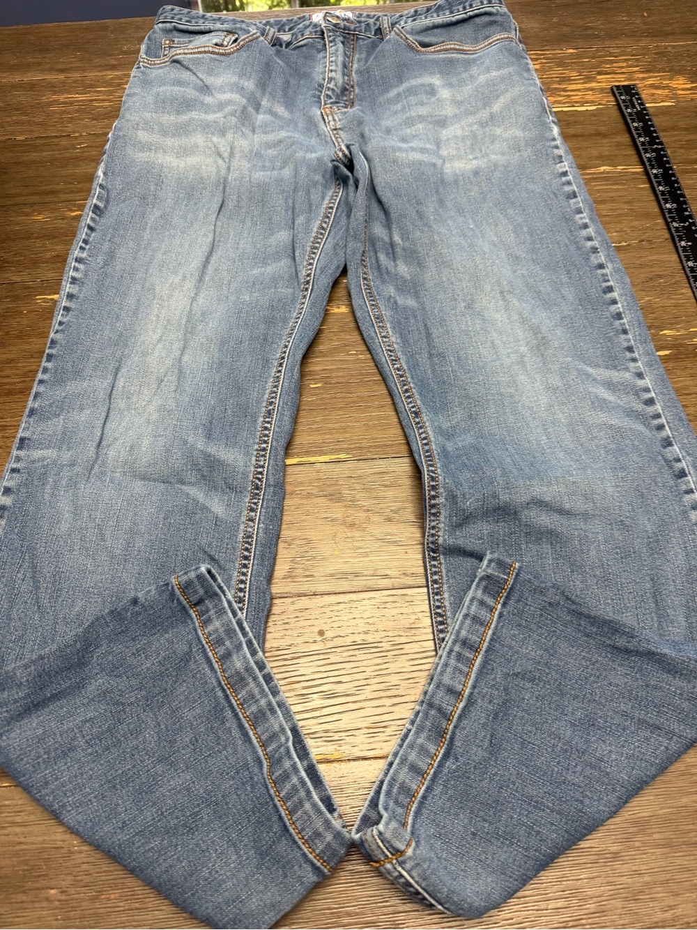 Blue Collar 34X32 Men Flame Resistant Work Jeans Light Blue Distressed